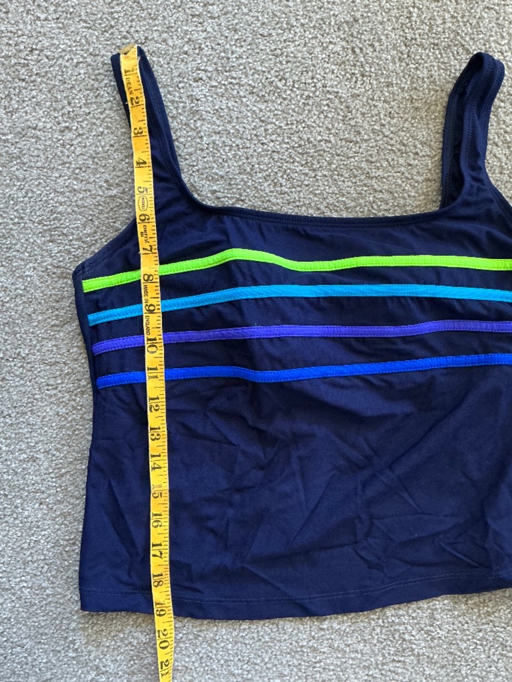 Slim Allure Blue Tankini Swim Swimsuit With Colorful Stripes - Picture 10 of 12
